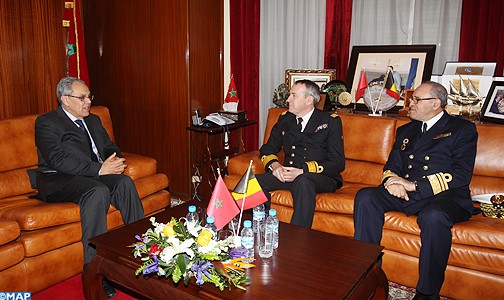 السيد عبد اللطيف لوديي يستقبل بالرباط الأميرال دو ديفيزون ميشال هوفمان قائد القوات المسلحة البحرية البلجيكية
