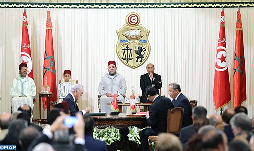 جلالة الملك والرئيس التونسي يترأسان حفل التوقيع على عدد من اتفاقيات التعاون الثنائي