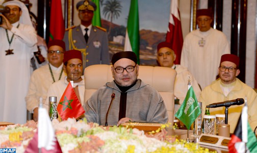 صاحب الجلالة الملك محمد السادس يلقي خطابا أمام القمة المغربية الخليجية بالرياض