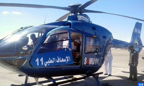 نقل طفلة تعرضت لحادثة سير خطيرة على متن المروحية الطبية من مستشقى سانية الرمل بتطوان إلى المستشفى الجامعي ابن سينا