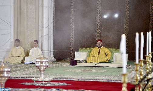 أمير المؤمنين يترأس بمسجد الحسن الثاني بالدار البيضاء حفلا دينيا إحياء لليلة المولد النبوي الشريف