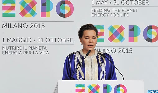 SAR la Princesse Lalla Hasnaa préside à Milan la cérémonie officielle de célébration de la Journée nationale du Maroc et inaugure le pavillon du Royaume à l’Expo-2015