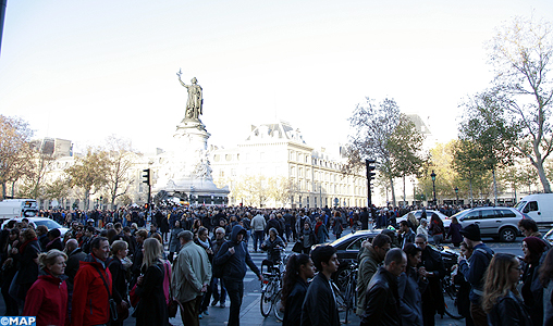 Rassemblement de recueillement à la Place de la République à la mémoire des victimes des attentats de Paris