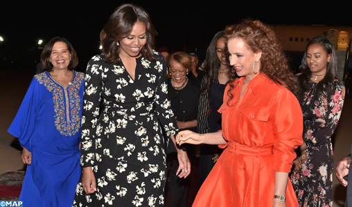 Arrivée à Marrakech de la Première Dame des Etats-Unis, Michelle Obama